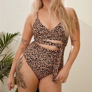 Aerie Leopard Full Coverage Swimsuit